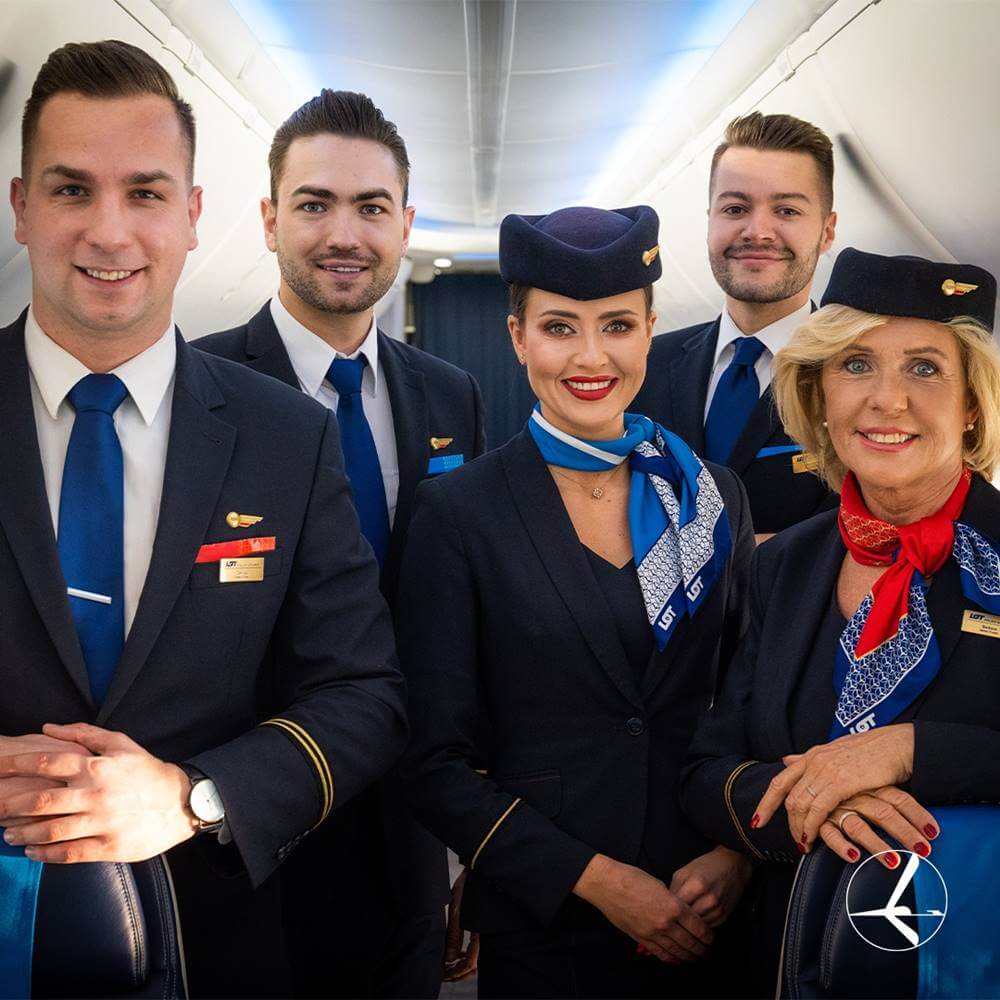 LOT Polish Airlines male and female cabin crew