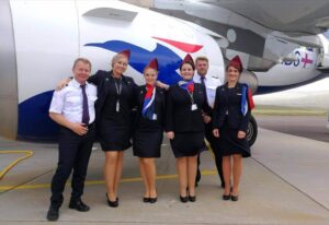 atlantic airways female crew with pilots