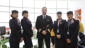 egypt air flight attendants with pilot