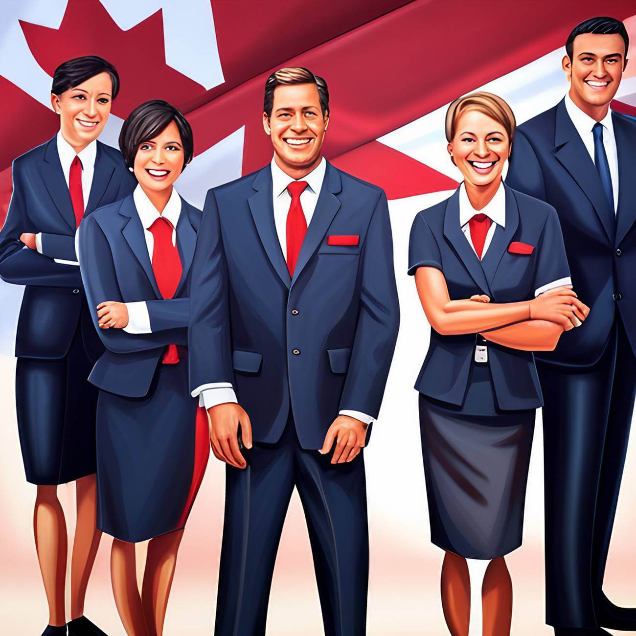 male and female canadian flight attendants