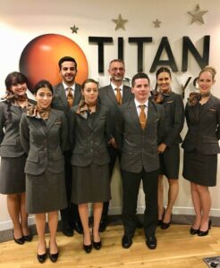 titan airways male and female flight attendants