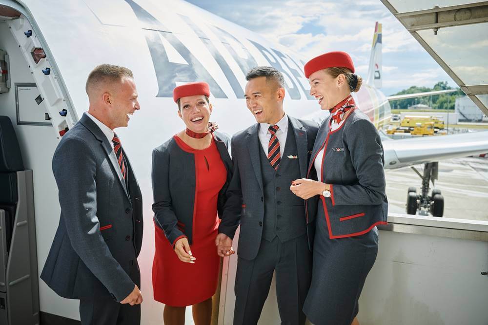 Air Belgium male and female flight attendants