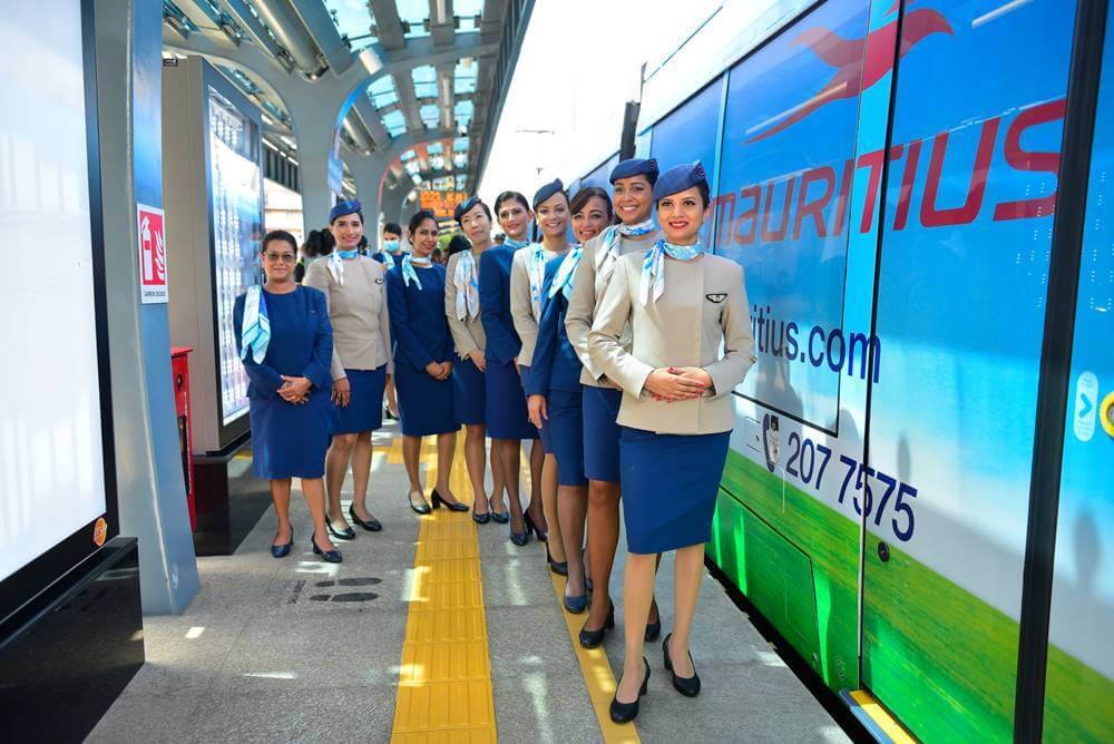 Air Mauritius female flight attendants station