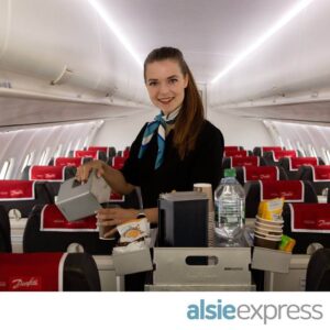 Alsie Express female flight attendant cart