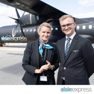 Alsie Express male and female cabin crew