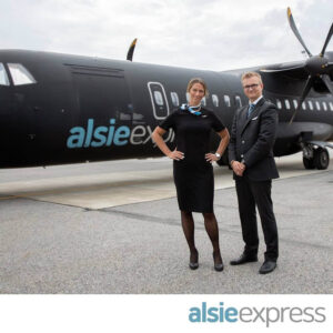 Alsie Express male and female cabin crew full uniform