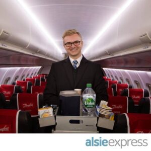 Alsie Express male flight attendant cart