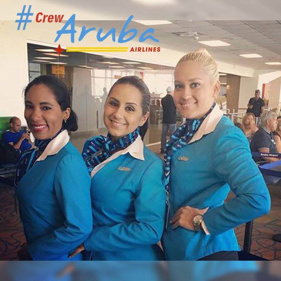 Aruba Airlines female flight attendants airport