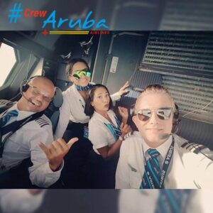 Aruba Airlines pilots and cabin crews cockpit