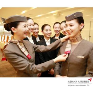 Asiana Airlines female cabin crews smile