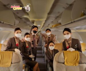 Asiana Airlines male and female flight attendants