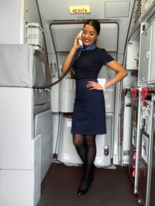 Avion Express female cabin crew interphone
