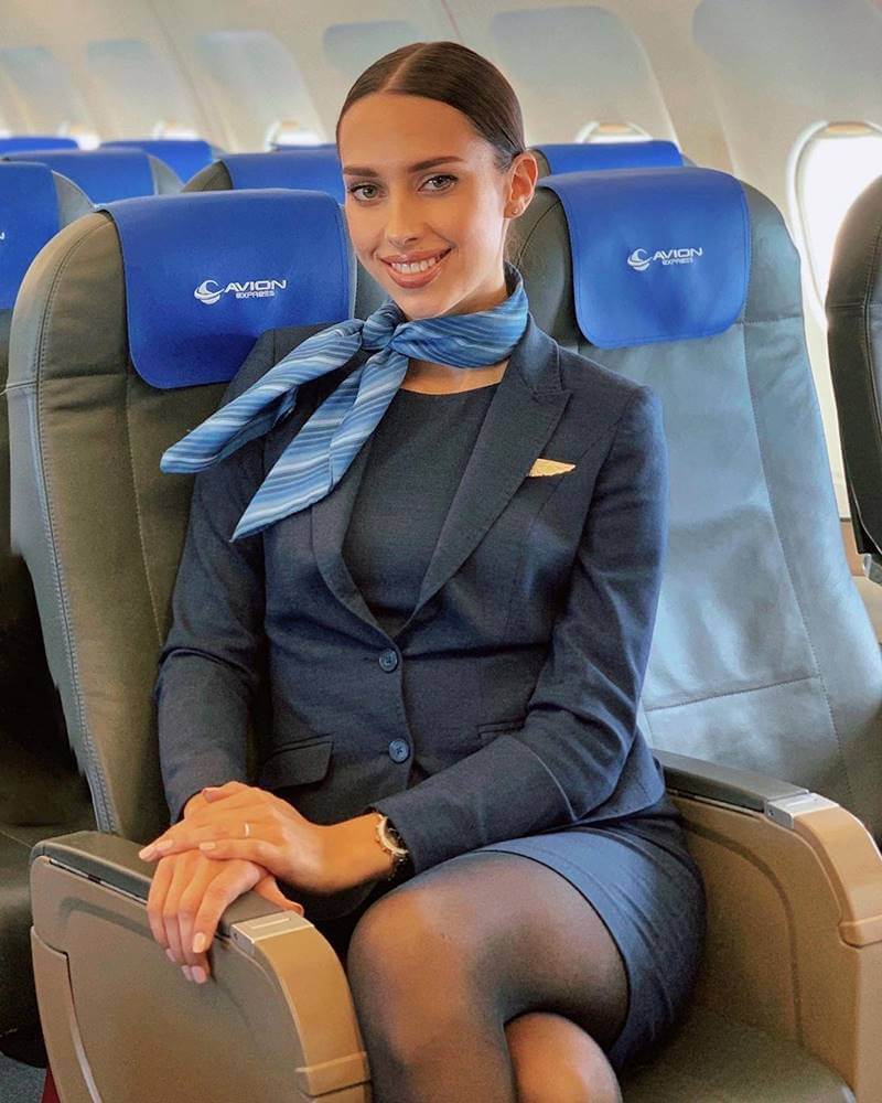 Avion Express female flight attendant seat