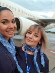Avion Express female flight attendants tarmac