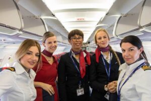 Brussels Airlines female pilots and cabin crews