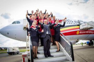 Brussels Airlines flight attendants group photo