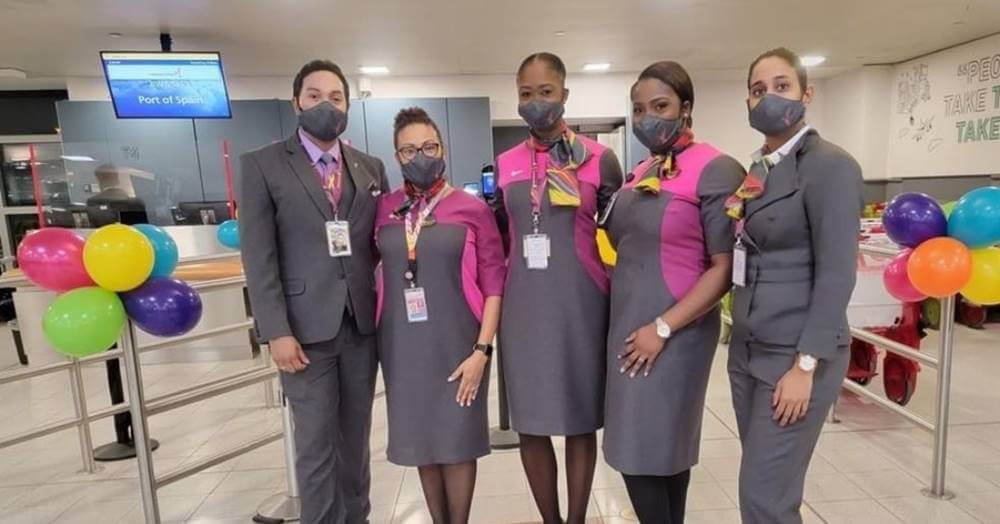 Caribbean Airlines flight attendants mask