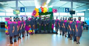 Caribbean Airlines full set flight attendants airport