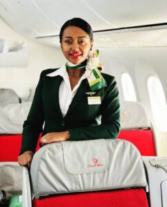 Ethiopian Airlines female cabin crew boarding