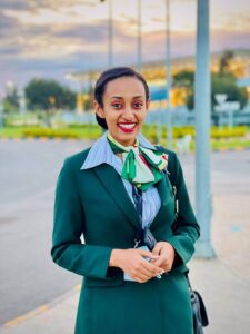Ethiopian Airlines female cabin crew happy