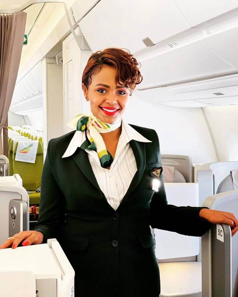 Ethiopian Airlines female cabin crew ready to board