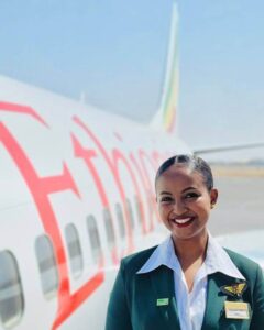 Ethiopian Airlines female cabin crew smile