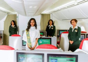 Ethiopian Airlines female flight attendants boarding