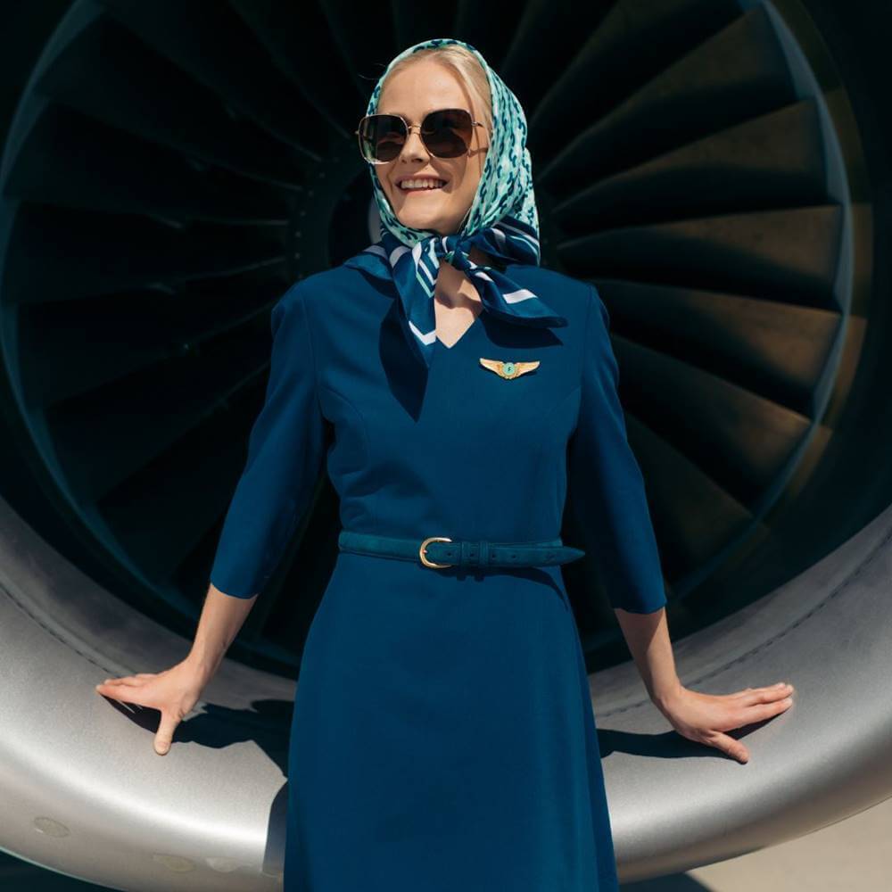 Flyr female flight attendant engine