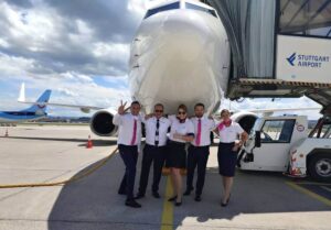 Go2Sky male and female flight attendants