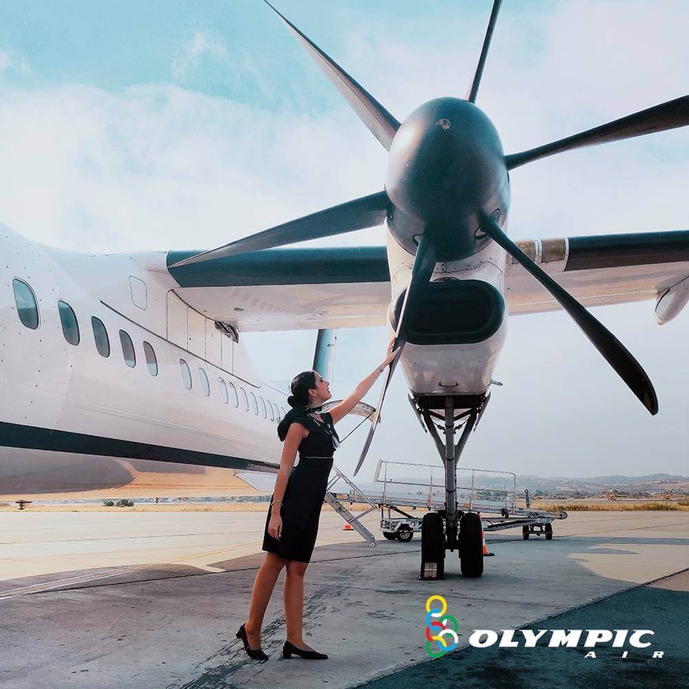 Olympic Air female cabin crew propeller