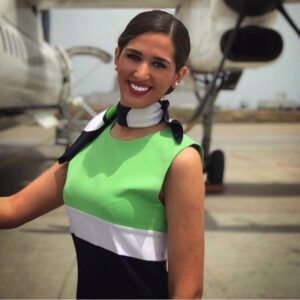 Olympic Air female cabin crew smile