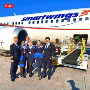 Smartwings pilots and cabin crews tarmac