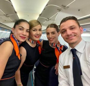 TUS Airways male and female cabin crews
