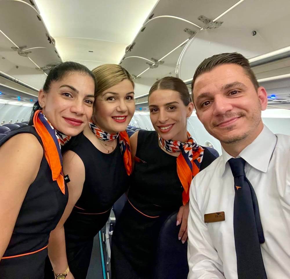 TUS Airways male and female cabin crews