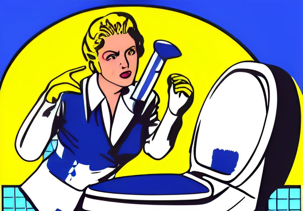 flight attendant cleaning toilet