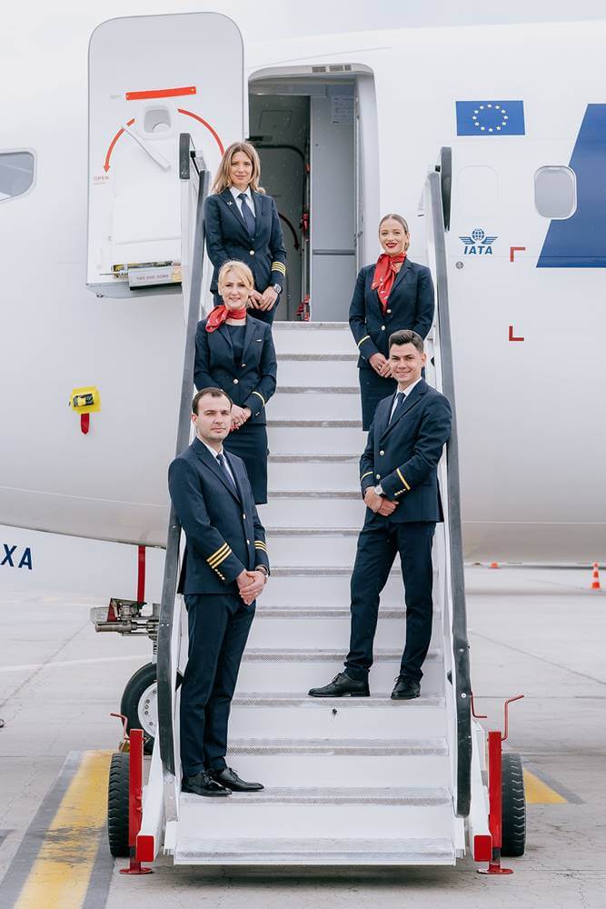 Blue Air flight attendants steps