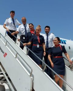 Blue Air pilots and cabin crews steps