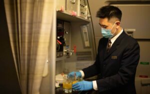 China Eastern Airlines flight attendant galley