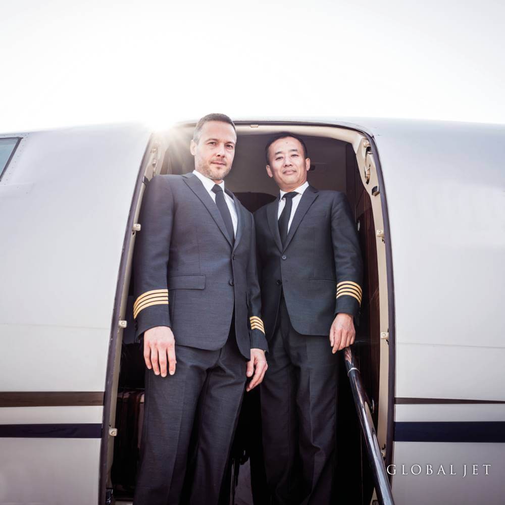 Global Jet male flight attendants