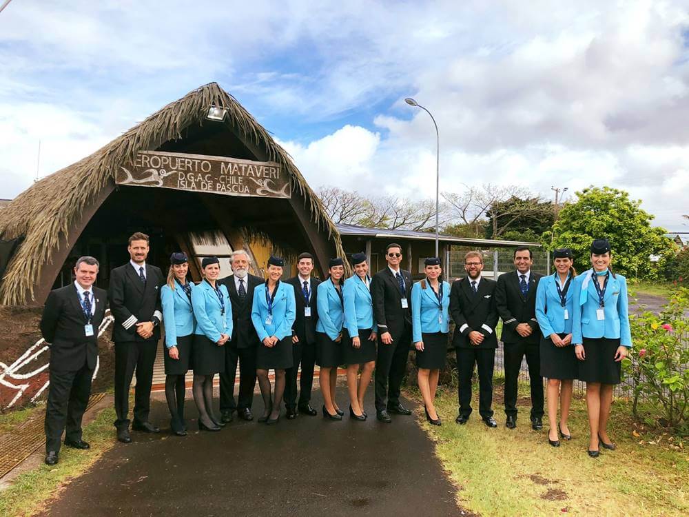 Hi Fly pilots and flight attendants Easter Island