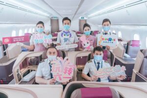 Juneyao Airlines flight attendants and pilots