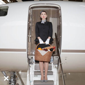 Luxaviation flight attendant fruit basket