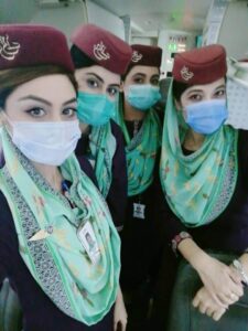 Pakistan International Airlines flight attendants mask