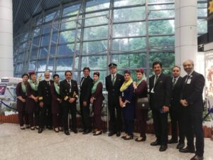 Pakistan International Airlines pilots and flight attendants airport