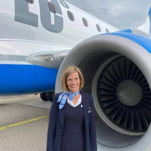 People's Airline female flight attendant engine
