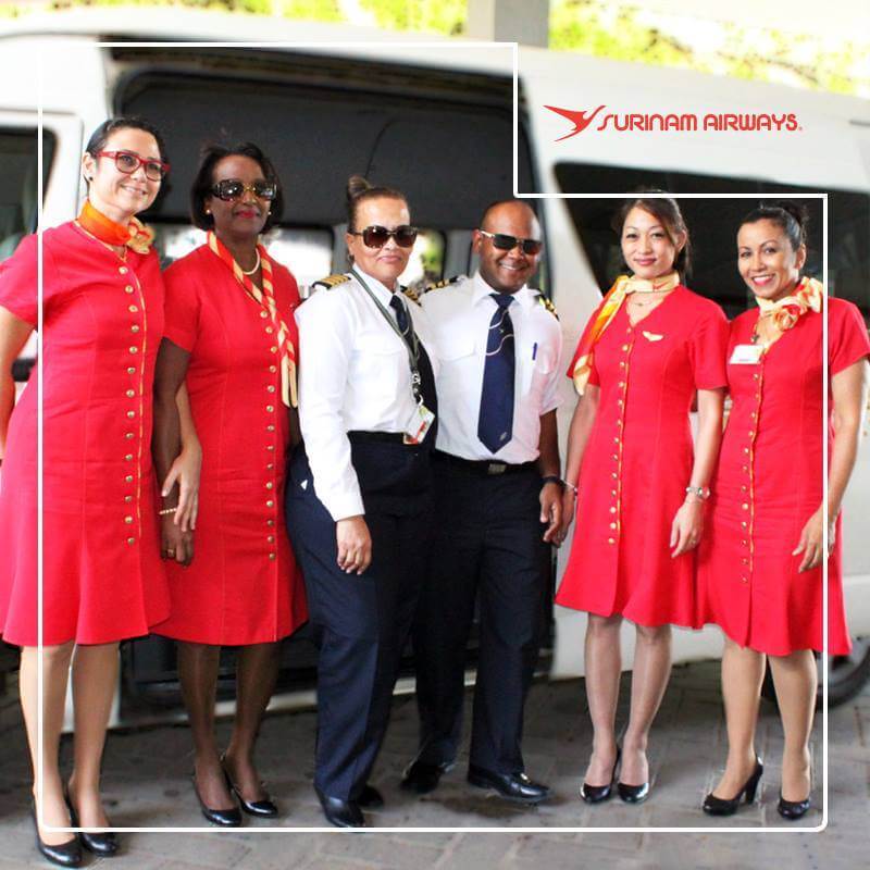 Surinam Airways pilots and flight attendants bus