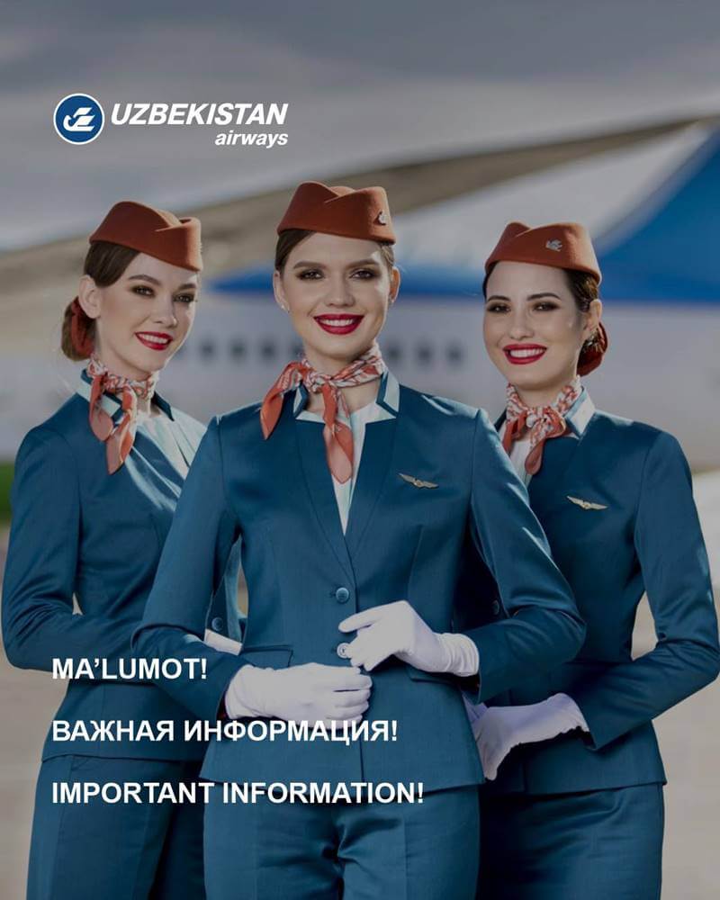 Uzbekistan Airways flight attendants tarmac