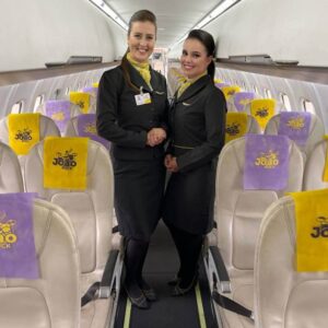 Voepass female flight attendants boarding
