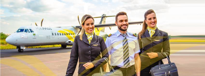 Voepass male and female flight attendants