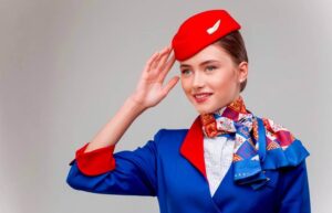 Air Moldova flight attendant salute